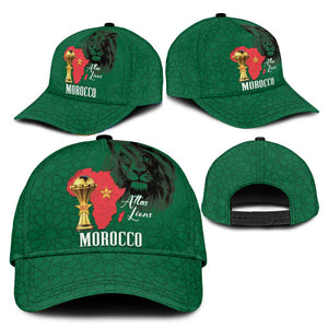 Morocco Football Classic Cap Atlas Lions Champions African Green Islamic Pattern