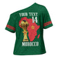 Morocco Football Custom Cross Shoulder Shirt Atlas Lions Champions African Green Islamic Pattern