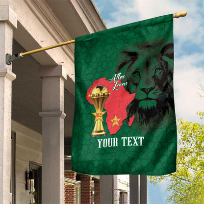 Morocco Football Custom Garden Flag Atlas Lions Champions African Green Islamic Pattern
