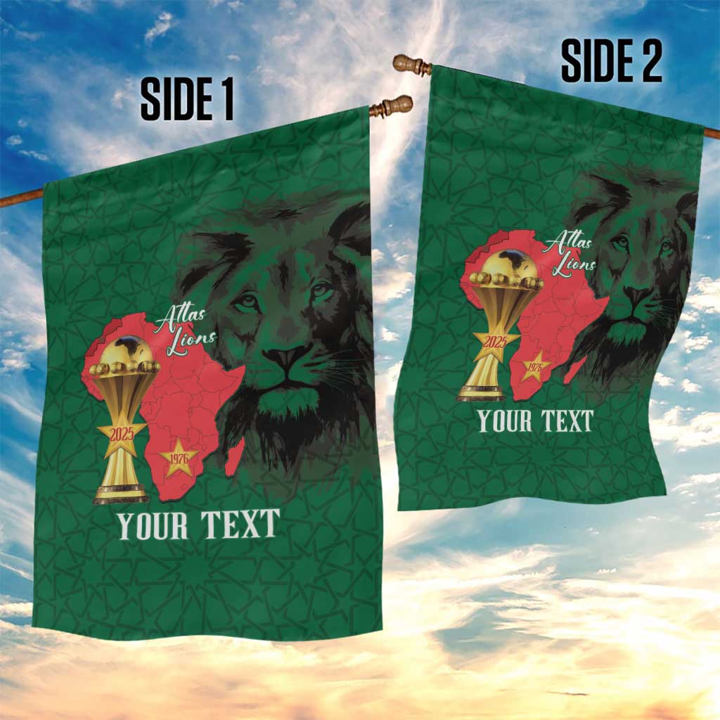 Morocco Football Custom Garden Flag Atlas Lions Champions African Green Islamic Pattern