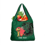 Morocco Football Custom Grocery Bag Atlas Lions Champions African Green Islamic Pattern