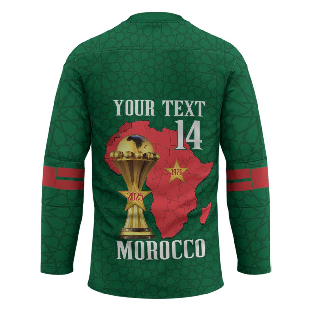 Morocco Football Custom Hockey Jersey Atlas Lions Champions African Green Islamic Pattern
