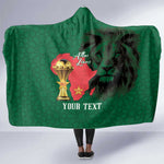 Morocco Football Custom Hooded Blanket Atlas Lions Champions African Green Islamic Pattern