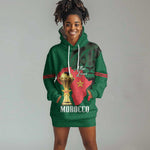 Morocco Football Custom Hoodie Dress Atlas Lions Champions African Green Islamic Pattern