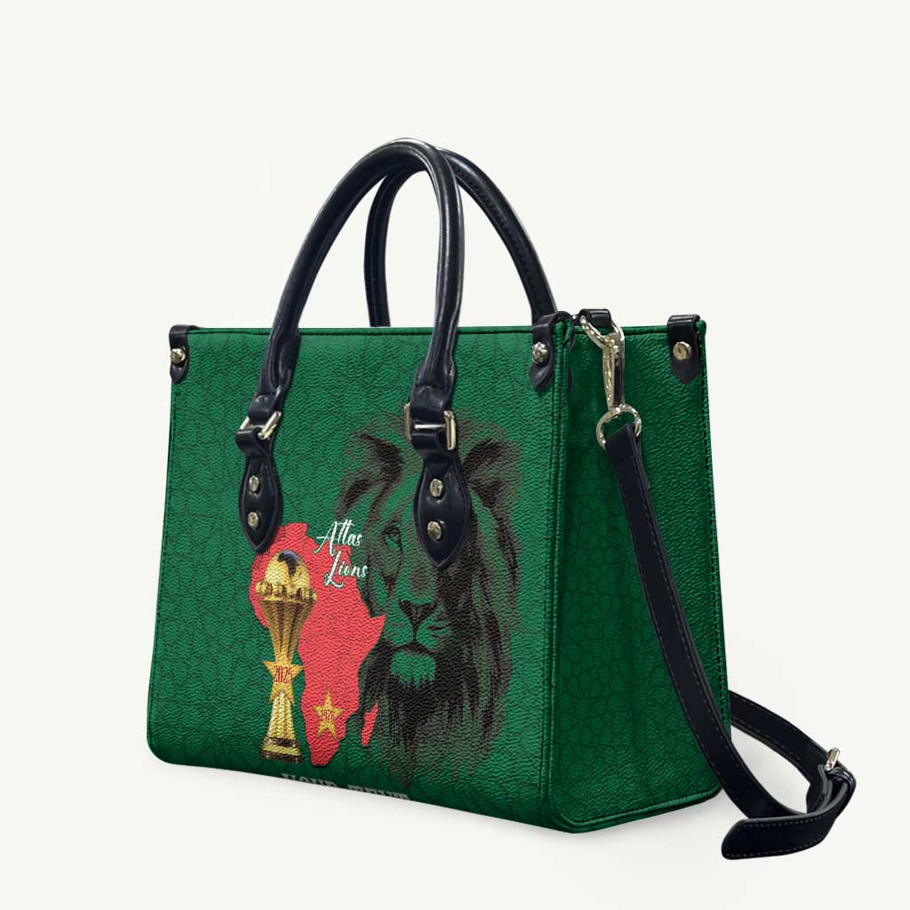 Morocco Football Custom Leather Bag Atlas Lions Champions African Green Islamic Pattern
