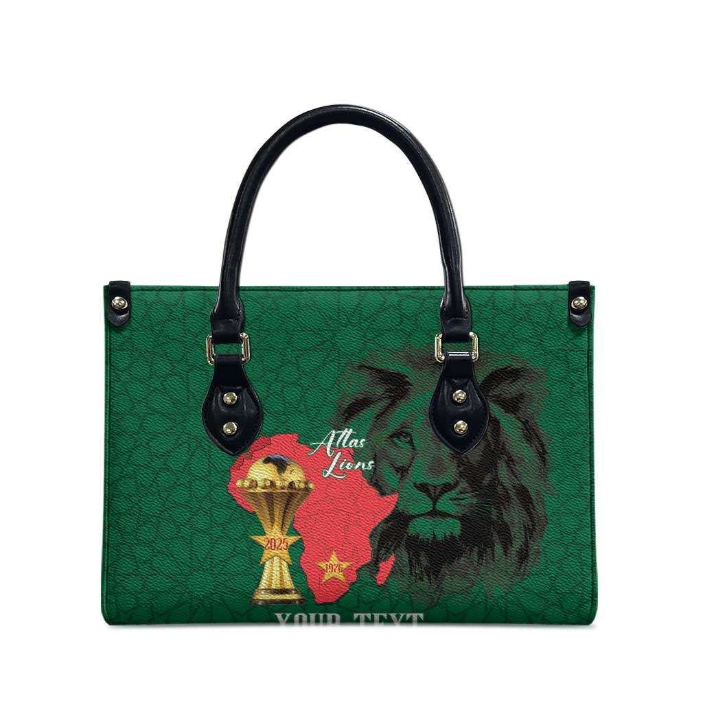 Morocco Football Custom Leather Bag Atlas Lions Champions African Green Islamic Pattern