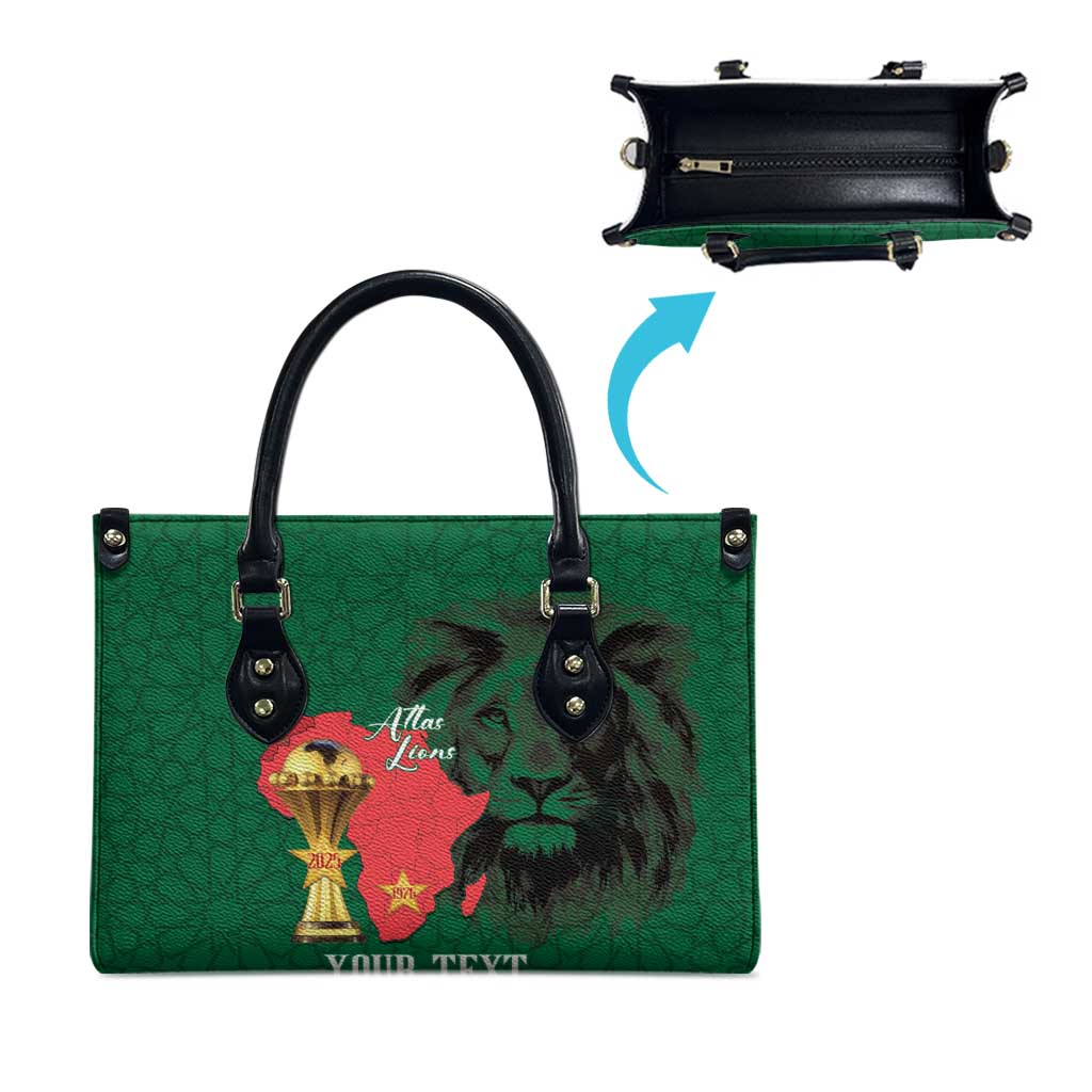 Morocco Football Custom Leather Bag Atlas Lions Champions African Green Islamic Pattern