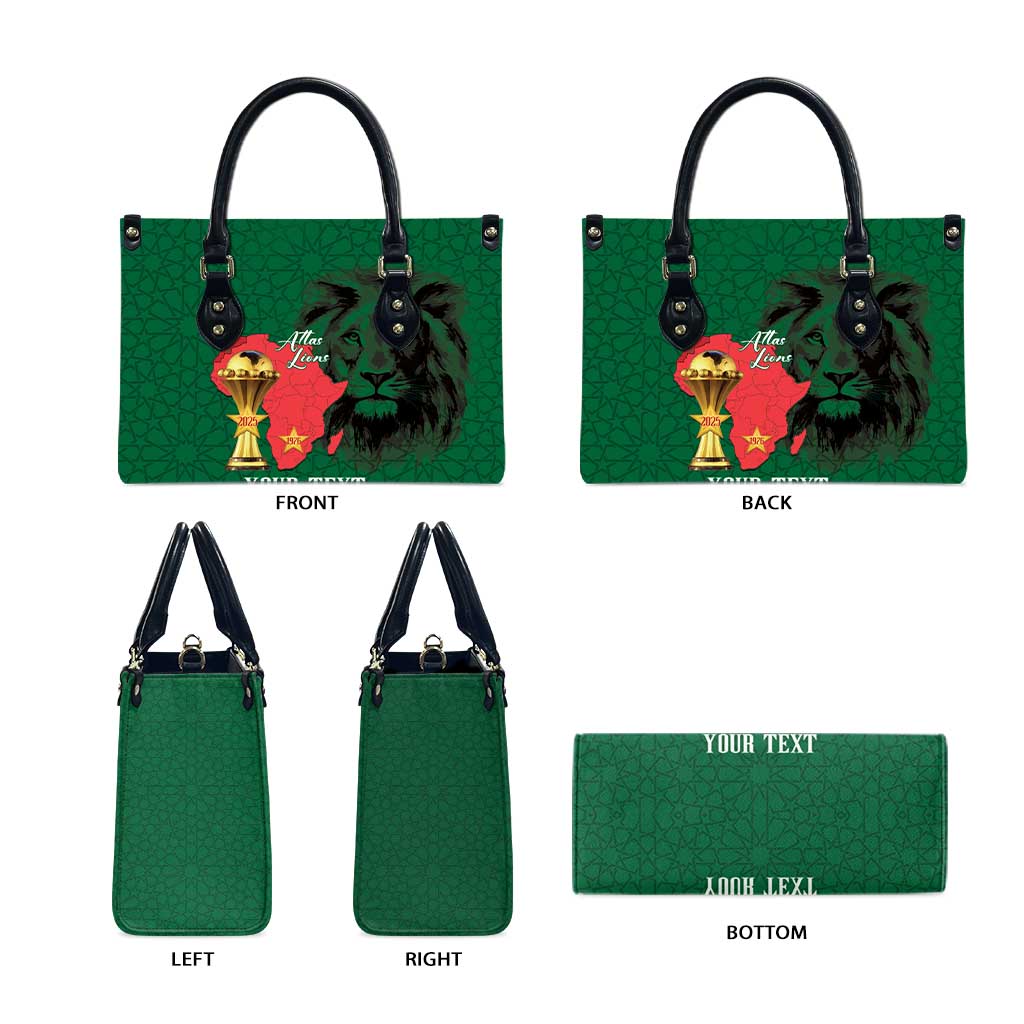 Morocco Football Custom Leather Bag Atlas Lions Champions African Green Islamic Pattern