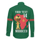 Morocco Football Custom Long Sleeve Button Shirt Atlas Lions Champions African Green Islamic Pattern