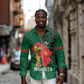 Morocco Football Custom Long Sleeve Button Shirt Atlas Lions Champions African Green Islamic Pattern