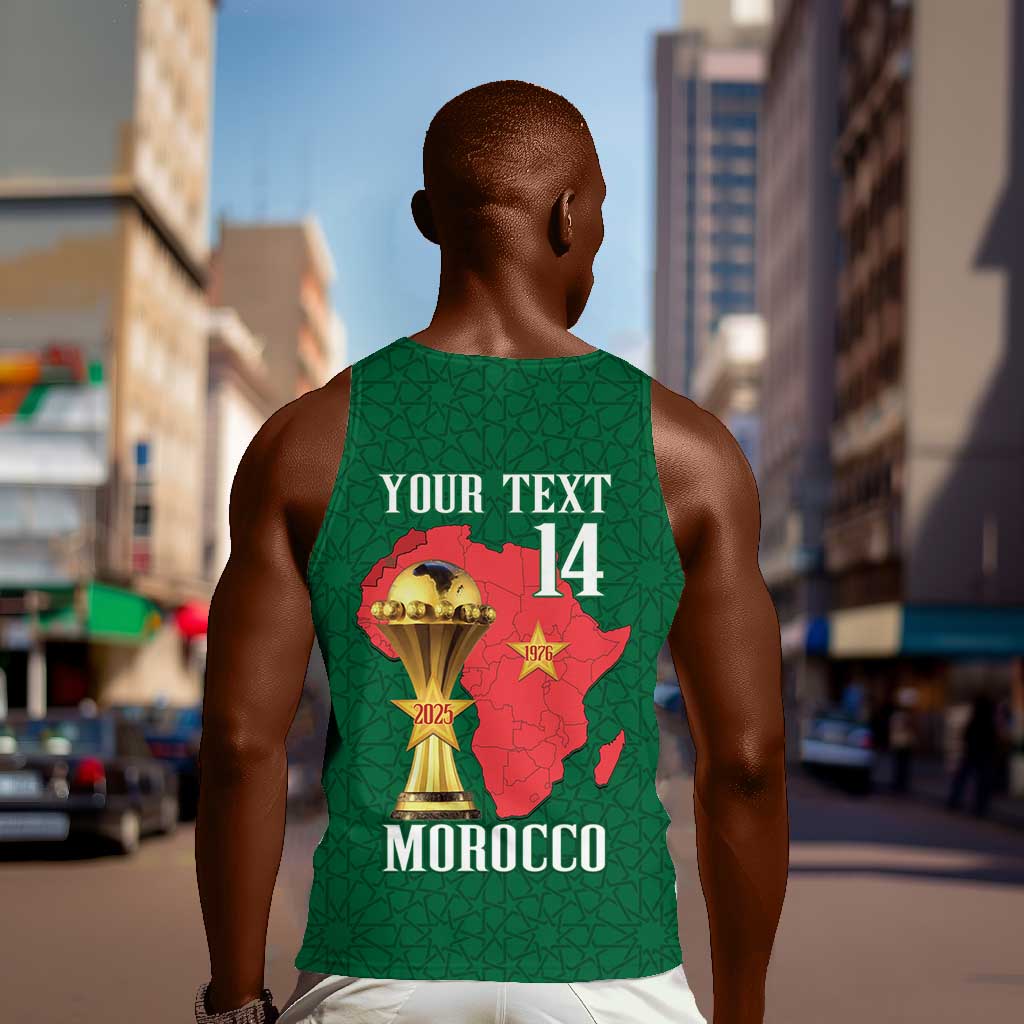 Morocco Football Custom Men Tank Top Atlas Lions Champions African Green Islamic Pattern