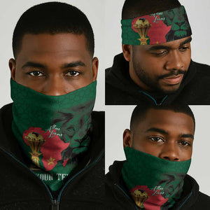 Morocco Football Custom Neck Gaiter Atlas Lions Champions African Green Islamic Pattern