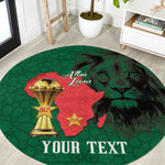 Morocco Football Custom Round Carpet Atlas Lions Champions African Green Islamic Pattern
