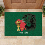 Morocco Football Custom Rubber Doormat Atlas Lions Champions African Green Islamic Pattern