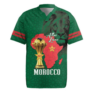Morocco Football Custom Rugby Jersey Atlas Lions Champions African Green Islamic Pattern