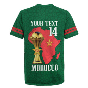 Morocco Football Custom Rugby Jersey Atlas Lions Champions African Green Islamic Pattern