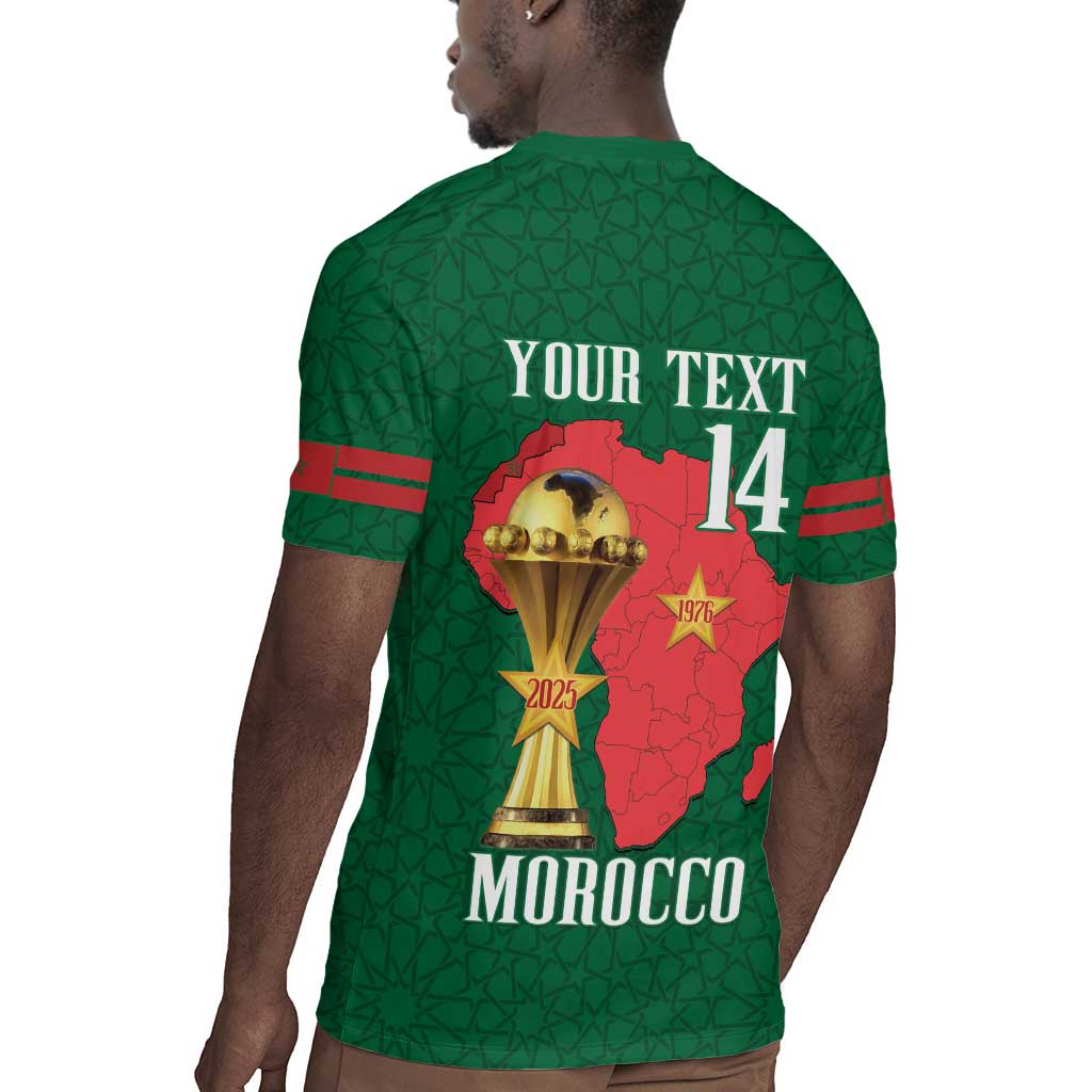 Morocco Football Custom Rugby Jersey Atlas Lions Champions African Green Islamic Pattern