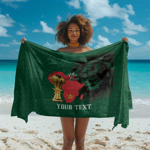 Morocco Football Custom Sarong Atlas Lions Champions African Green Islamic Pattern