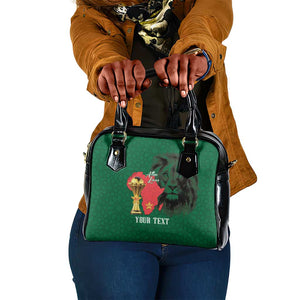 Morocco Football Custom Shoulder Handbag Atlas Lions Champions African Green Islamic Pattern