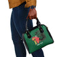 Morocco Football Custom Shoulder Handbag Atlas Lions Champions African Green Islamic Pattern