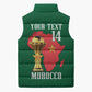 Morocco Football Custom Sleeveless Puffer Jacket Atlas Lions Champions African Green Islamic Pattern