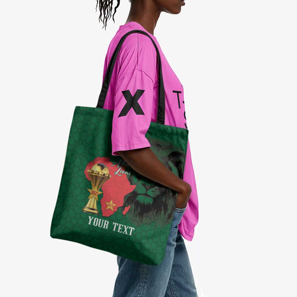 Morocco Football Custom Tote Bag Atlas Lions Champions African Green Islamic Pattern