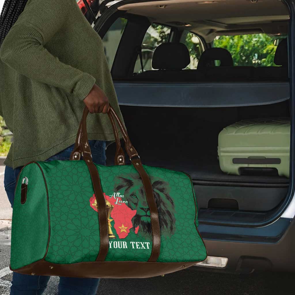 Morocco Football Custom Travel Bag Atlas Lions Champions African Green Islamic Pattern