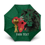 Morocco Football Custom Umbrella Atlas Lions Champions African Green Islamic Pattern