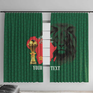 Morocco Football Custom Window Curtain Atlas Lions Champions African Green Islamic Pattern
