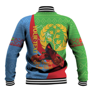 Personalised Eritrea Independence Day Baseball Jacket Shida Shoes Olive Branch African Pattern