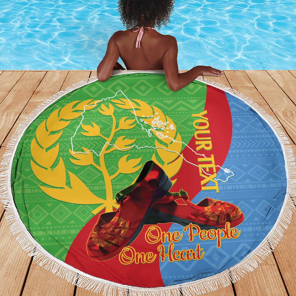 Personalised Eritrea Independence Day Beach Blanket Shida Shoes Olive Branch African Pattern