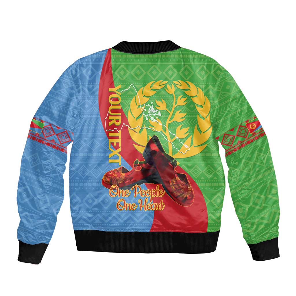 Personalised Eritrea Independence Day Bomber Jacket Shida Shoes Olive Branch African Pattern