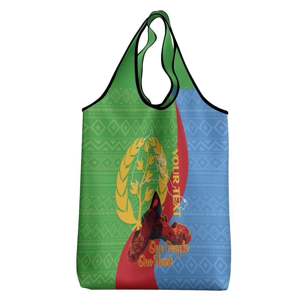 Personalised Eritrea Independence Day Grocery Bag Shida Shoes Olive Branch African Pattern