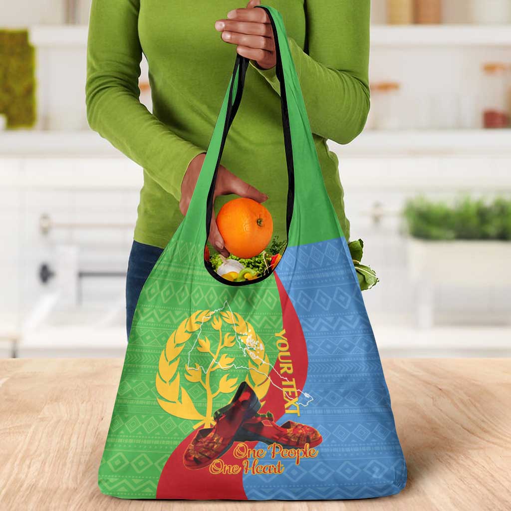 Personalised Eritrea Independence Day Grocery Bag Shida Shoes Olive Branch African Pattern