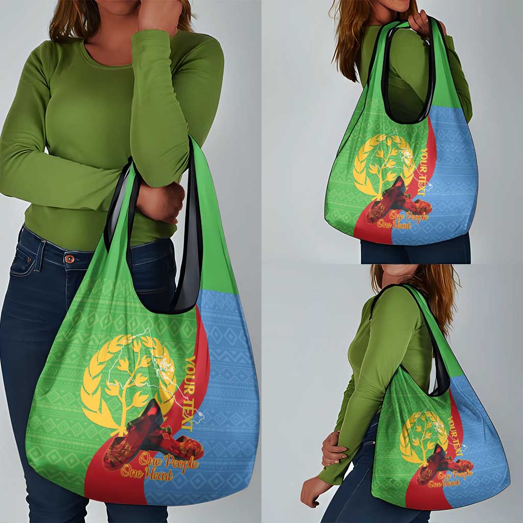 Personalised Eritrea Independence Day Grocery Bag Shida Shoes Olive Branch African Pattern