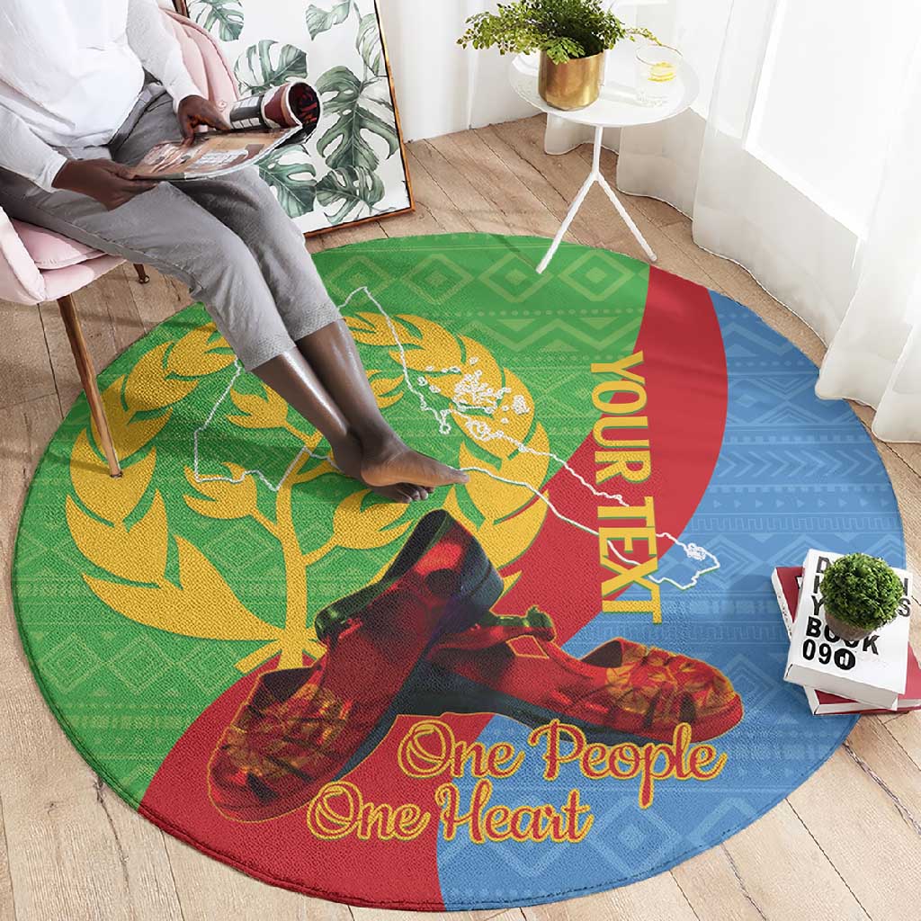 Personalised Eritrea Independence Day Round Carpet Shida Shoes Olive Branch African Pattern