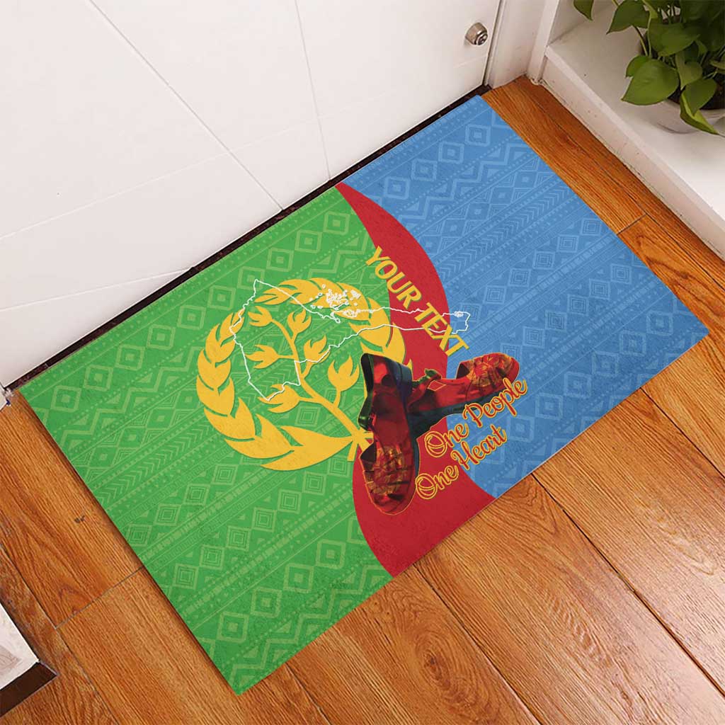 Personalised Eritrea Independence Day Rubber Doormat Shida Shoes Olive Branch African Pattern