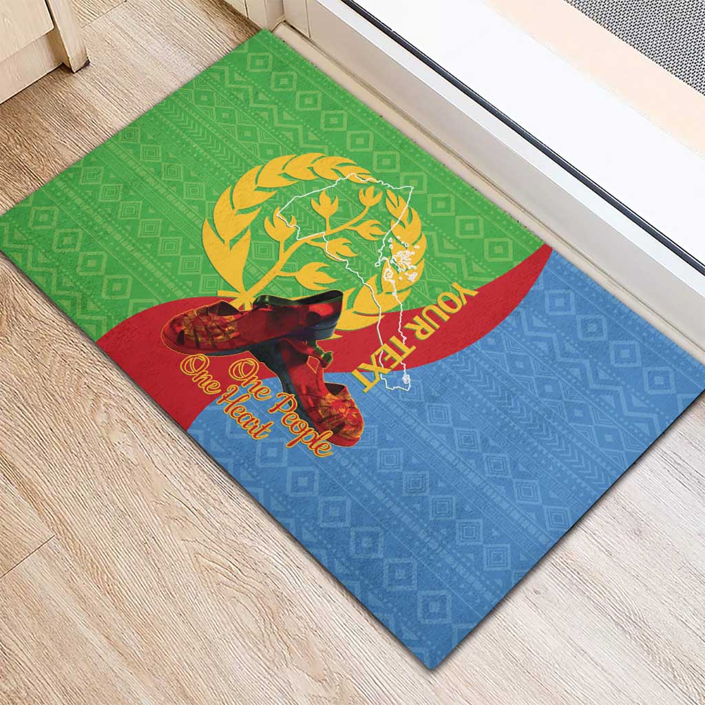 Personalised Eritrea Independence Day Rubber Doormat Shida Shoes Olive Branch African Pattern
