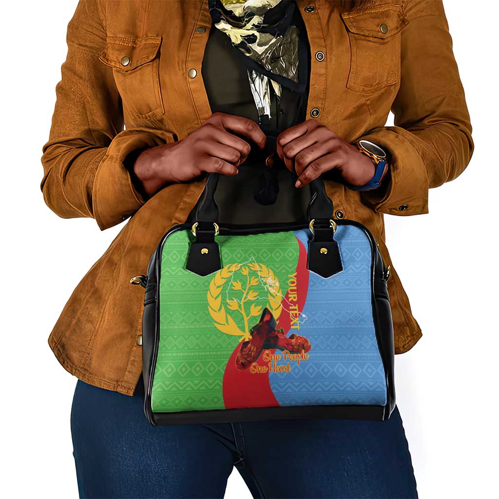Personalised Eritrea Independence Day Shoulder Handbag Shida Shoes Olive Branch African Pattern