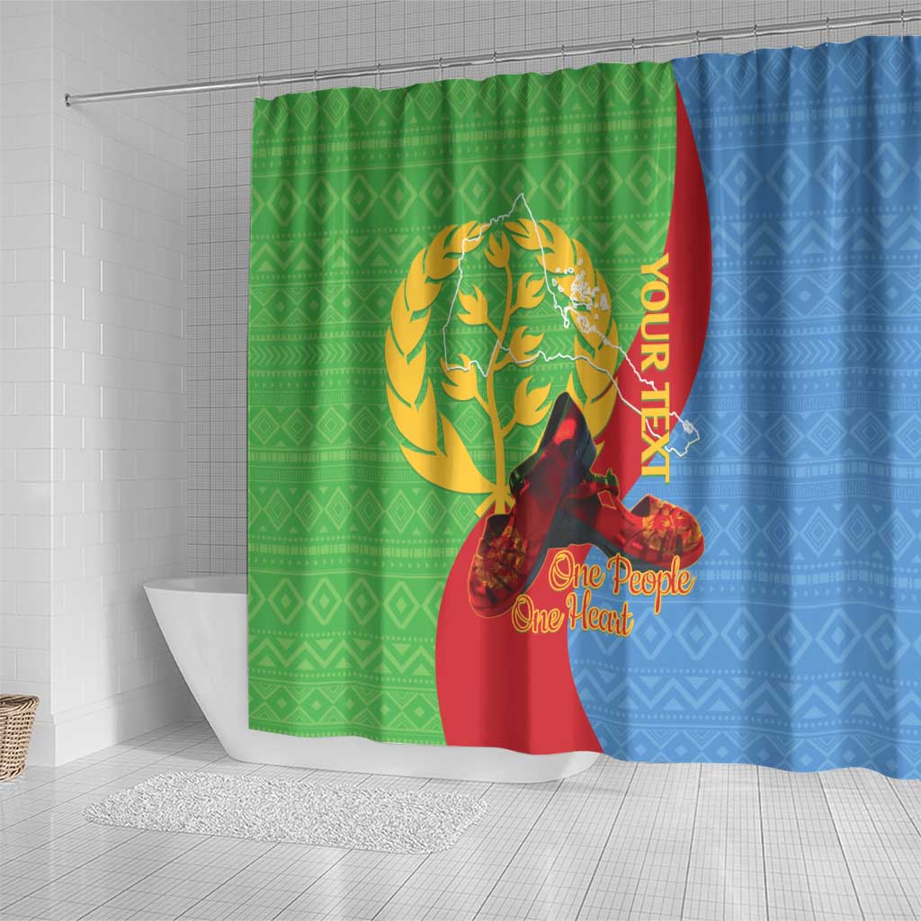 Personalised Eritrea Independence Day Shower Curtain Shida Shoes Olive Branch African Pattern