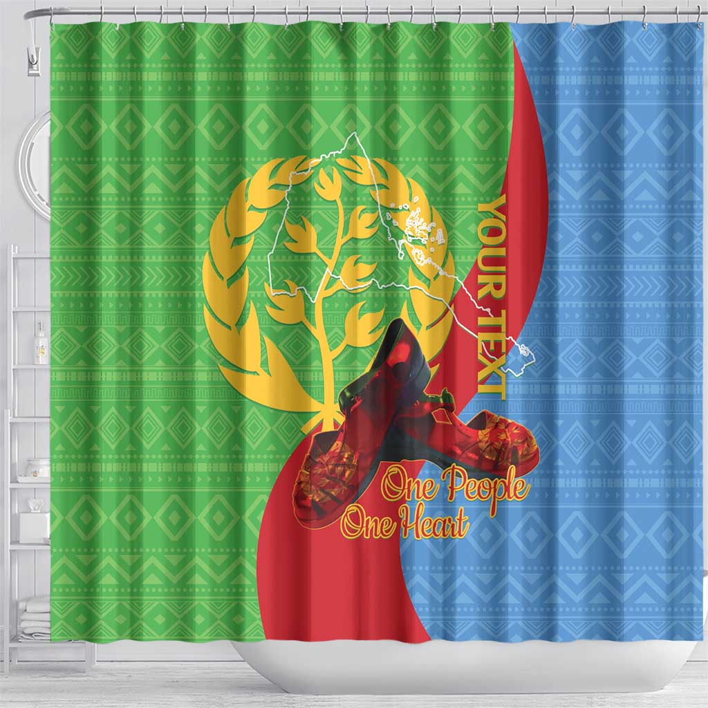 Personalised Eritrea Independence Day Shower Curtain Shida Shoes Olive Branch African Pattern
