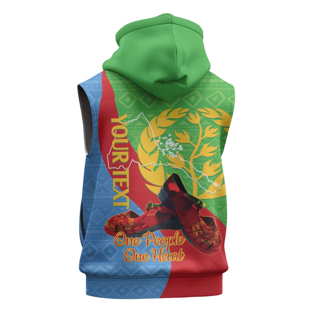 Personalised Eritrea Independence Day Sleeveless Hoodie Shida Shoes Olive Branch African Pattern - African Pride
