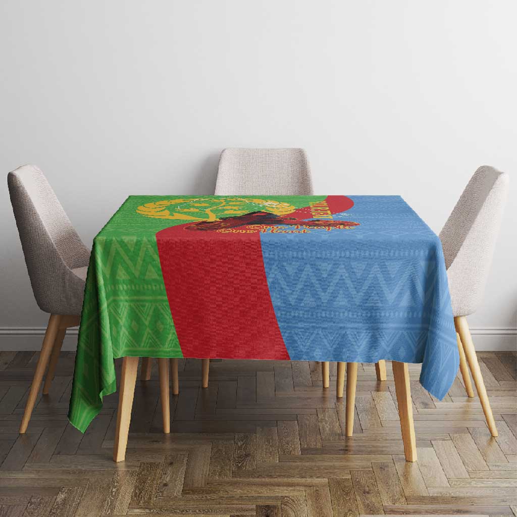 Personalised Eritrea Independence Day Tablecloth Shida Shoes Olive Branch African Pattern