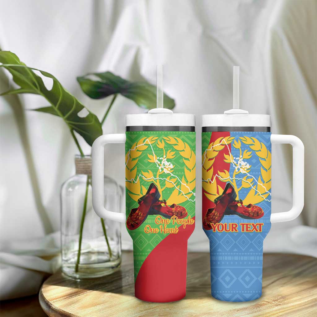 Personalised Eritrea Independence Day Tumbler With Handle Shida Shoes Olive Branch African Pattern