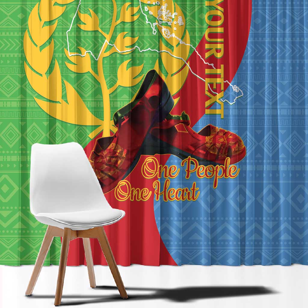 Personalised Eritrea Independence Day Window Curtain Shida Shoes Olive Branch African Pattern