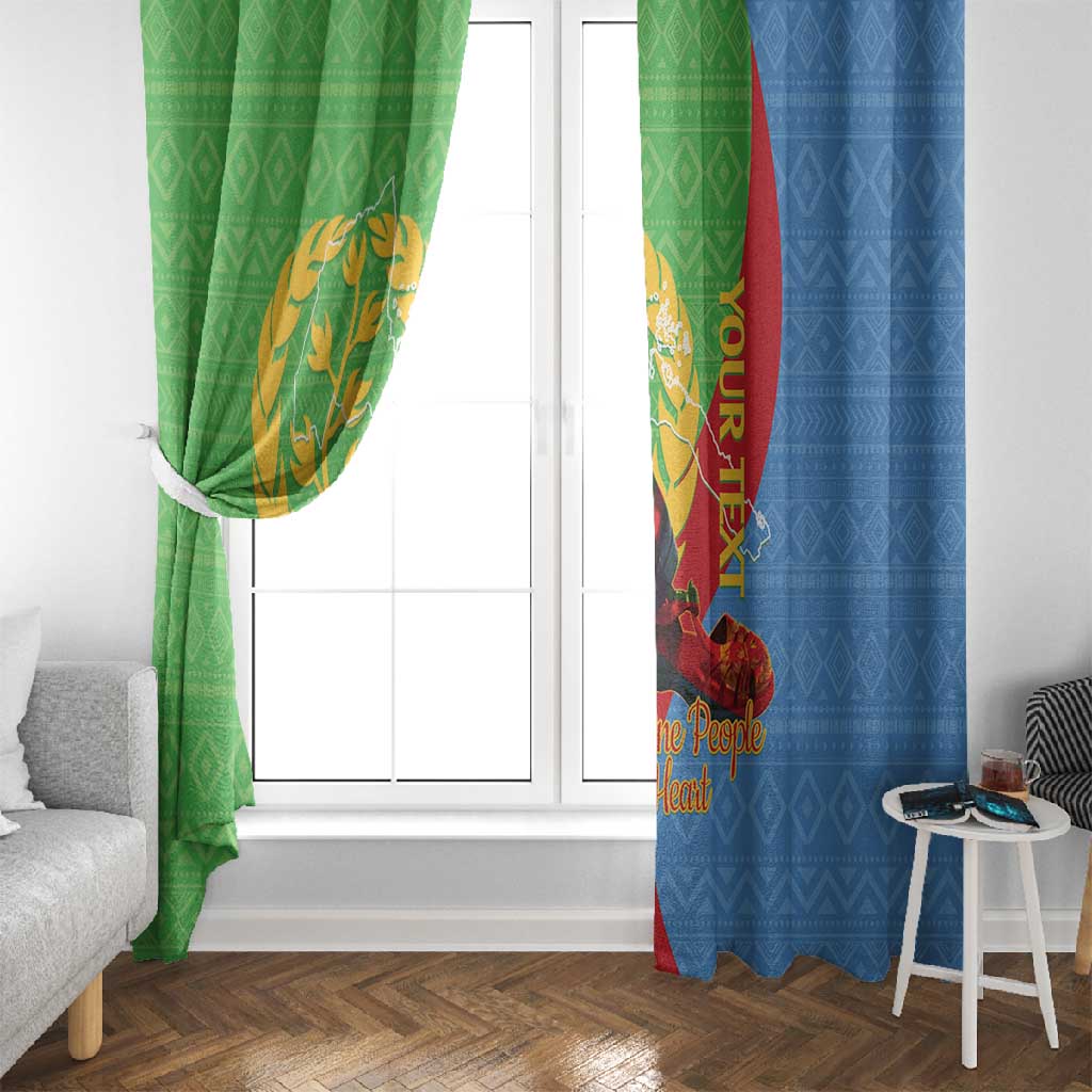 Personalised Eritrea Independence Day Window Curtain Shida Shoes Olive Branch African Pattern