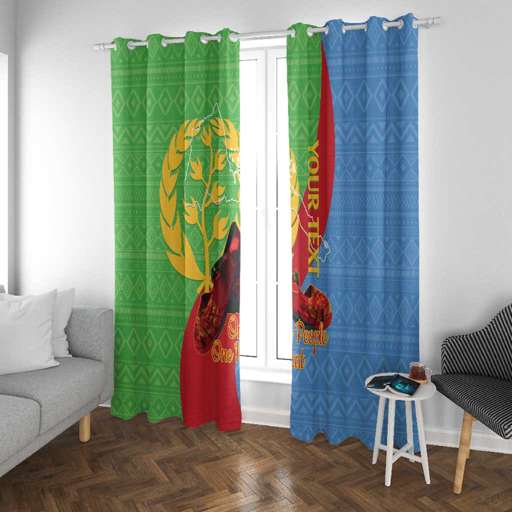 Personalised Eritrea Independence Day Window Curtain Shida Shoes Olive Branch African Pattern
