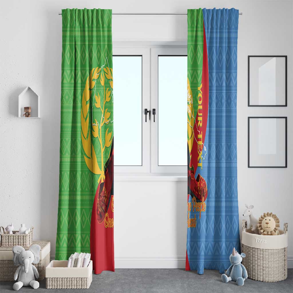 Personalised Eritrea Independence Day Window Curtain Shida Shoes Olive Branch African Pattern