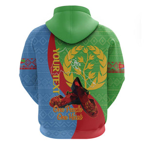 Personalised Eritrea Independence Day Zip Hoodie Shida Shoes Olive Branch African Pattern