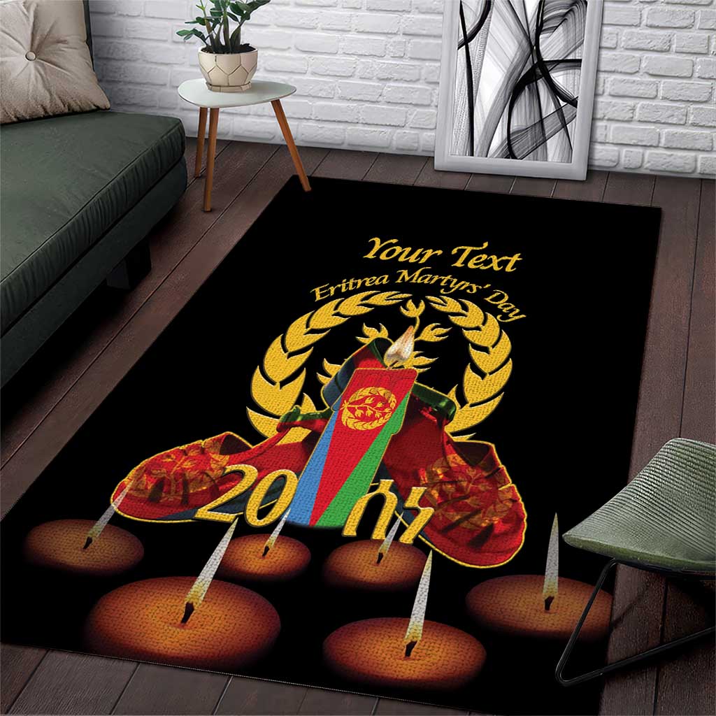 Custom Eritrea Martyrs' Day Area Rug 20 June Shida Shoes With Candles - Black